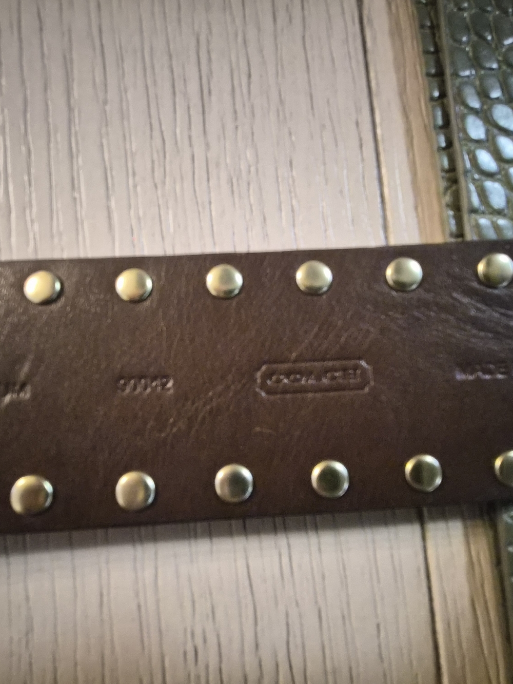 Coach Brown Leather Studded Belt with Antique Gold Buckle - Picture 4 of 6